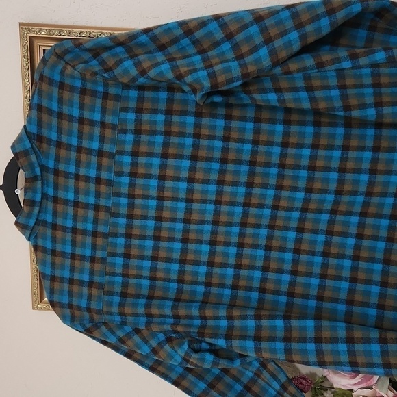 One 24 Rags Flannel Button Down Plaid Shirt Small Raw Hem Oversized Fall - Picture 11 of 12